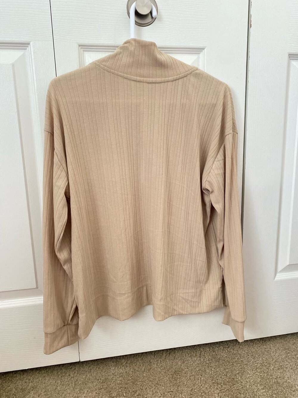 Pro Player Tan Ribbed Quarter-Zip Long Sleeve Pullover - Picture 6 of 15